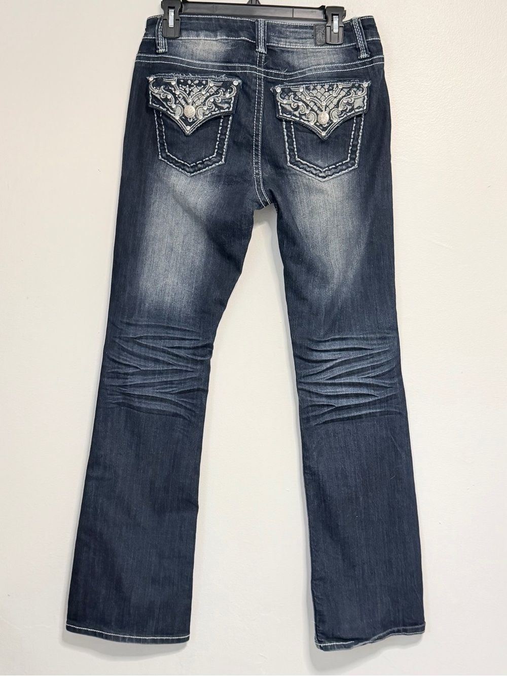 Love Nation Dark Indigo Boot Cut Jeans with Embroidered Pockets size 8